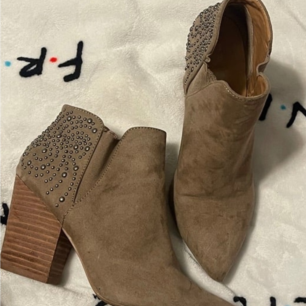 Studded Tan Ankle Boots